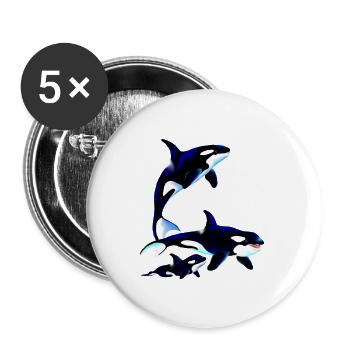 Killer Whale Family - Buttons klein 25 mm (5er Pack) - Weiß - Vorne