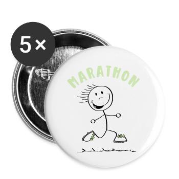Lustiger Marathon Läufer - Strichmännchen - Buttons klein 25 mm (5er Pack) - Weiß - Vorne