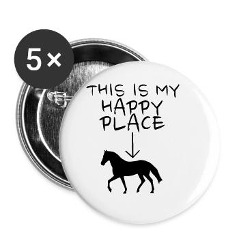 Endroit heureux sur le cheval - Lot de 5 petits badges (25 mm) - blanc - Devant