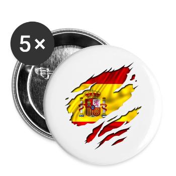 drapeau espagne españa - Lot de 5 petits badges (25 mm) - blanc - Devant