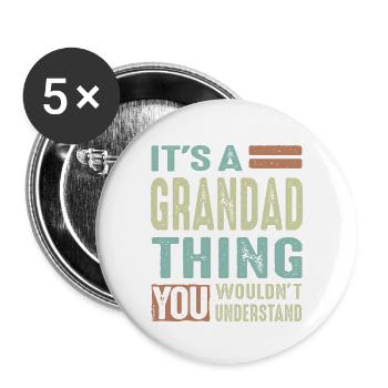 Grandad Thing - Buttons small 1''/25 mm (5-pack) - white - Front