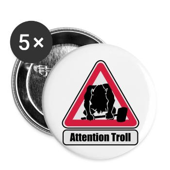 Attention Troll - Buttons small 1''/25 mm (5-pack) - white - Front