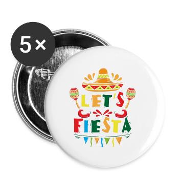 Let's Fiesta - sombrero mexican spanish holiday - Buttons klein 25 mm (5er Pack) - Weiß - Vorne