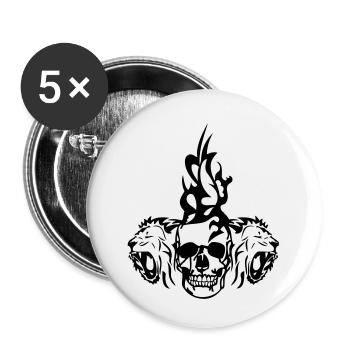 dead death head skull tribal lion - Buttons small 1''/25 mm (5-pack) - white - Front