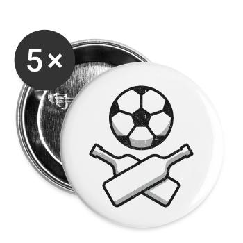 Fussball Skull & Bones - Buttons klein 25 mm (5er Pack) - Weiß - Vorne