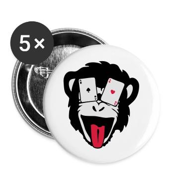 Affe Gorilla Affe Poker tete5 - Buttons klein 25 mm (5er Pack) - Weiß - Vorne