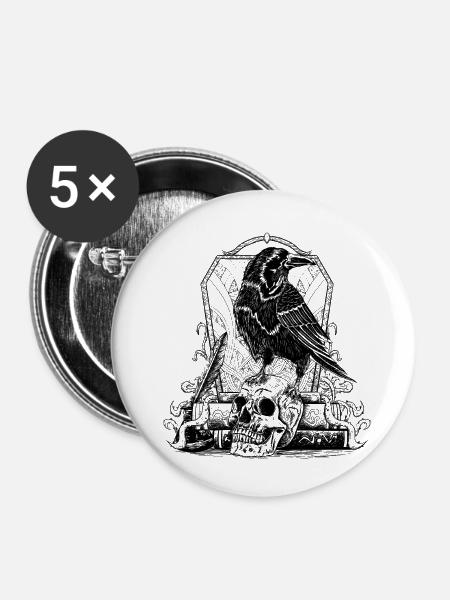 Raven B&W Koszulki - Buttons klein 25 mm (5er Pack) - Weiß