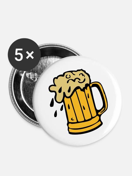 Bier Bier verre22032 - Buttons klein 25 mm (5er Pack) - Weiß