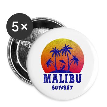 Malibu Sunset / Kalifornien / Geschenk / Retro - Buttons klein 25 mm (5er Pack) - Weiß - Vorne
