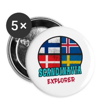 Scandinavia Explorer / Scandinavie / Cadeau - Lot de 5 petits badges (25 mm) - blanc - Devant