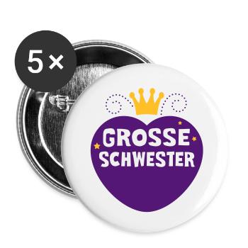 Grande soeur - 2C - frères et sœurs - Lot de 5 petits badges (25 mm) - blanc - Devant