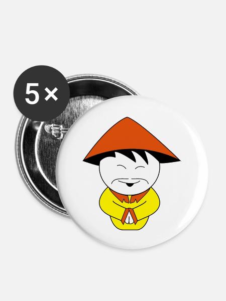 chinese - Buttons klein 25 mm (5er Pack) - Weiß