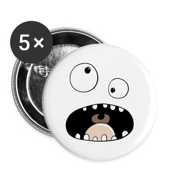 Funny cartoon monster face - Buttons small 1''/25 mm (5-pack) - white - Front