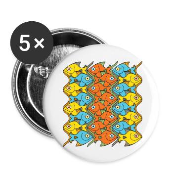 Something is Nicely Fishy Here! - Buttons small 1''/25 mm (5-pack) - white - Front