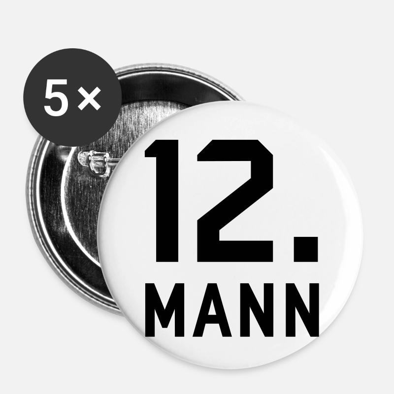 Zwölfter Mann - Buttons klein 25 mm (5er Pack) - Weiß