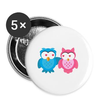 Kindermotiv verliebt Eulen Kindershirt Eule - Buttons klein 25 mm (5er Pack) - Weiß - Vorne