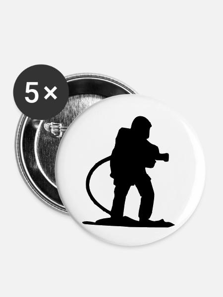 Feuerwehrmann Angriff - Buttons klein 25 mm (5er Pack) - Weiß