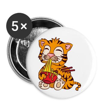 Ramen Life Motivation Tigre Motiv Shirt Ramen Noodle - Lot de 5 petits badges (25 mm) - blanc - Devant