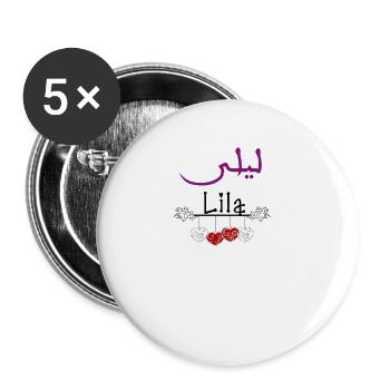 Prénom Lila - Lot de 5 petits badges (25 mm) - blanc - Devant