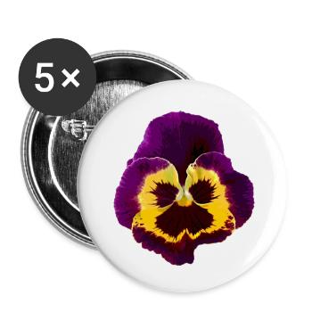 Stiefmütterchen / Veilchen - Buttons klein 25 mm (5er Pack) - Weiß - Vorne