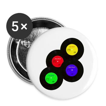 Vinyles Musique Jazz Rock Pop - Lot de 5 petits badges (25 mm) - blanc - Devant
