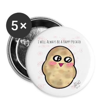 Glückliche glückliche Kartoffel - Buttons klein 25 mm (5er Pack) - Weiß - Vorne
