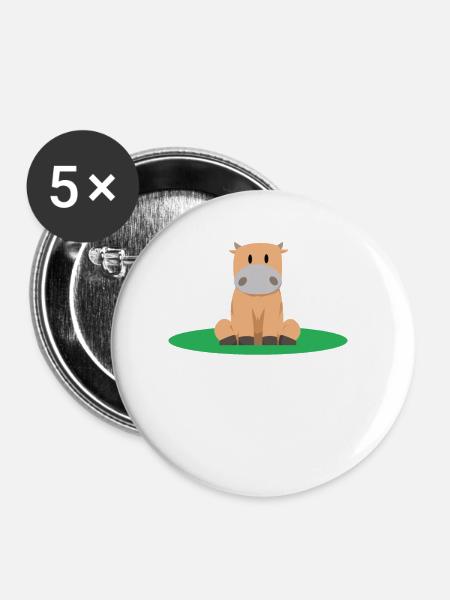 sitzen Kuh - Buttons klein 25 mm (5er Pack) - Weiß