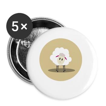 Nette Schafe Vorderansicht - Buttons klein 25 mm (5er Pack) - Weiß - Vorne