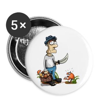 Pilzsammler - Buttons klein 25 mm (5er Pack) - Weiß - Vorne