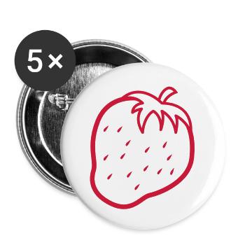 Umriss einer Erdbeere kühle Frucht - Buttons klein 25 mm (5er Pack) - Weiß - Vorne