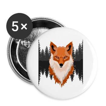 Le renard de la forêt - Lot de 5 petits badges (25 mm) - blanc - Devant