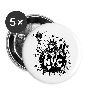 NEW YORK - Buttons klein 25 mm (5er Pack) - Weiß - Vorne