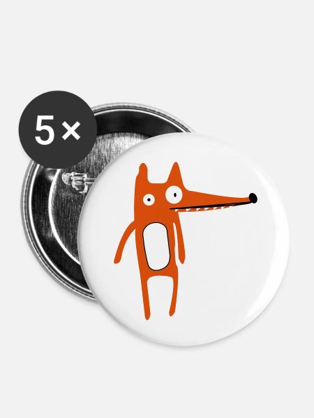 Fuchs - Buttons klein 25 mm (5er Pack) - Weiß