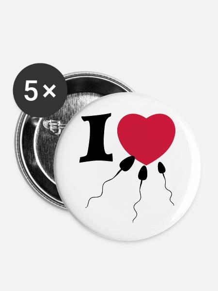 i love sperma - Buttons klein 25 mm (5er Pack) - Weiß