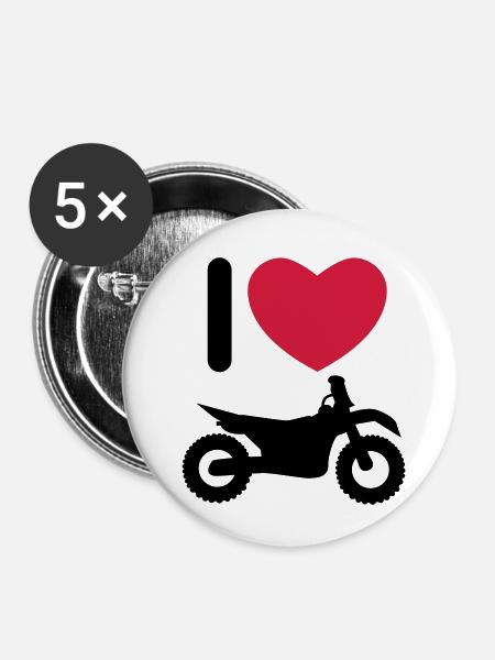 I love biking - Buttons klein 25 mm (5er Pack) - Weiß