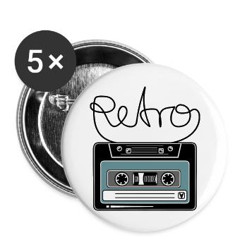 Cassette Retro Mixtape Band Salad - Buttons small 1''/25 mm (5-pack) - white - Front