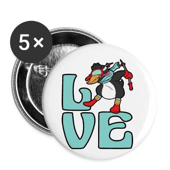 Pinguin Skier Skifahren Winter Sport Schnee - Buttons klein 25 mm (5er Pack) - Weiß - Vorne