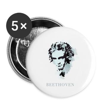 beethoven klassik musik komponist konzert taub pop - Buttons klein 25 mm (5er Pack) - Weiß - Vorne