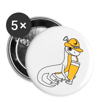 lizard beer bavaria alcohol drinking pa - Buttons small 1''/25 mm (5-pack) - white - Front