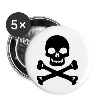 Tête de mort - Lot de 5 petits badges (25 mm) - blanc - Devant
