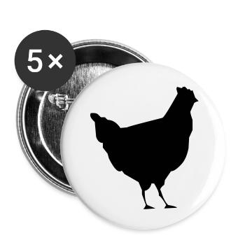 bird chicken farm hen - Buttons small 1''/25 mm (5-pack) - white - Front