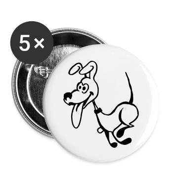 Verrückter Hund - Buttons klein 25 mm (5er Pack) - Weiß - Vorne