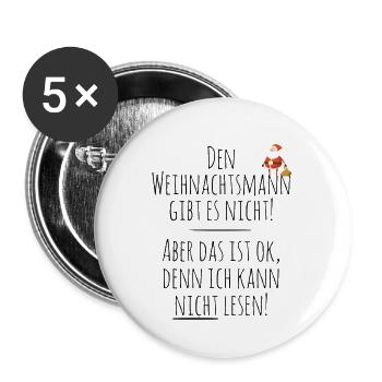 Weihnachtsmann gibt es nicht - Buttons klein 25 mm (5er Pack) - Weiß - Vorne