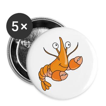 Lustiger Niedlicher Hummer Meereskrustentiere - Buttons klein 25 mm (5er Pack) - Weiß - Vorne