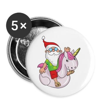 Santa Claus Christmas Santa - Buttons small 1''/25 mm (5-pack) - white - Front