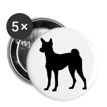 Basenji Hund - Buttons klein 25 mm (5er Pack) - Weiß - Vorne