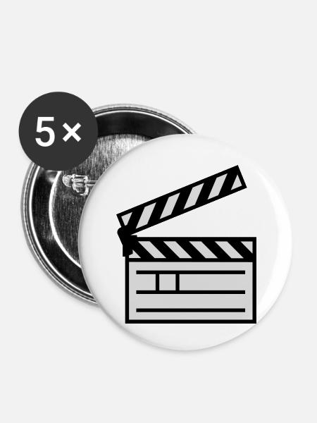 clapperboard_1__f2 - Buttons klein 25 mm (5er Pack) - Weiß