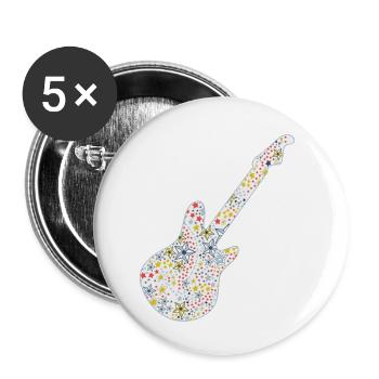 guitare étoiles - Lot de 5 petits badges (25 mm) - blanc - Devant