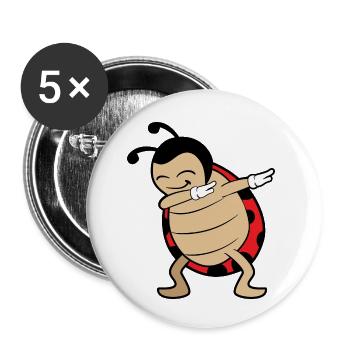 Dabbing Dab ladybug - Buttons small 1''/25 mm (5-pack) - white - Front