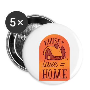 Liebe Zuhause Glücklich Tshirt Geschenk - Buttons klein 25 mm (5er Pack) - Weiß - Vorne